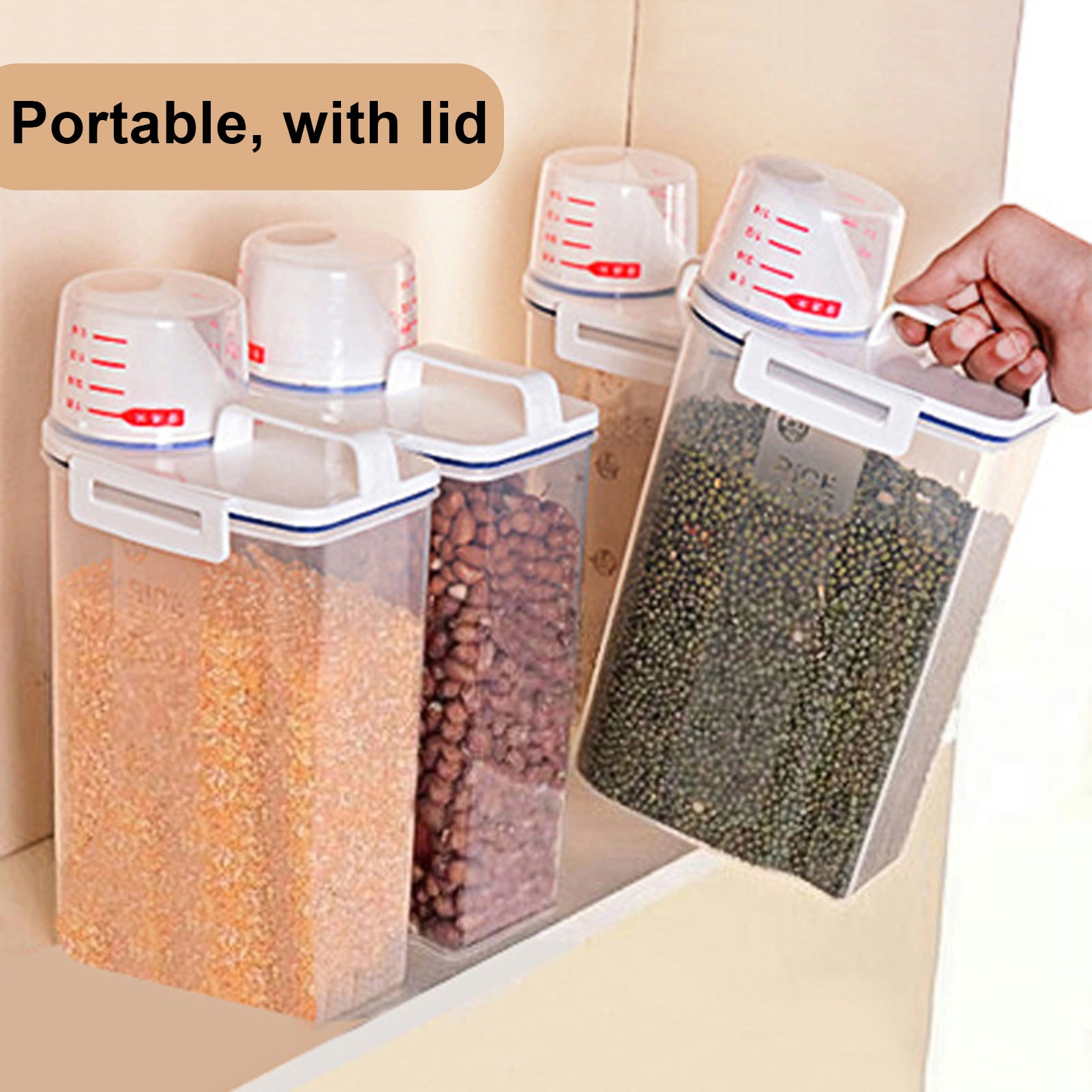 Cereal Grain Rice Container 3L Large Plastic Airtight Storage Dispenser Kitchen 