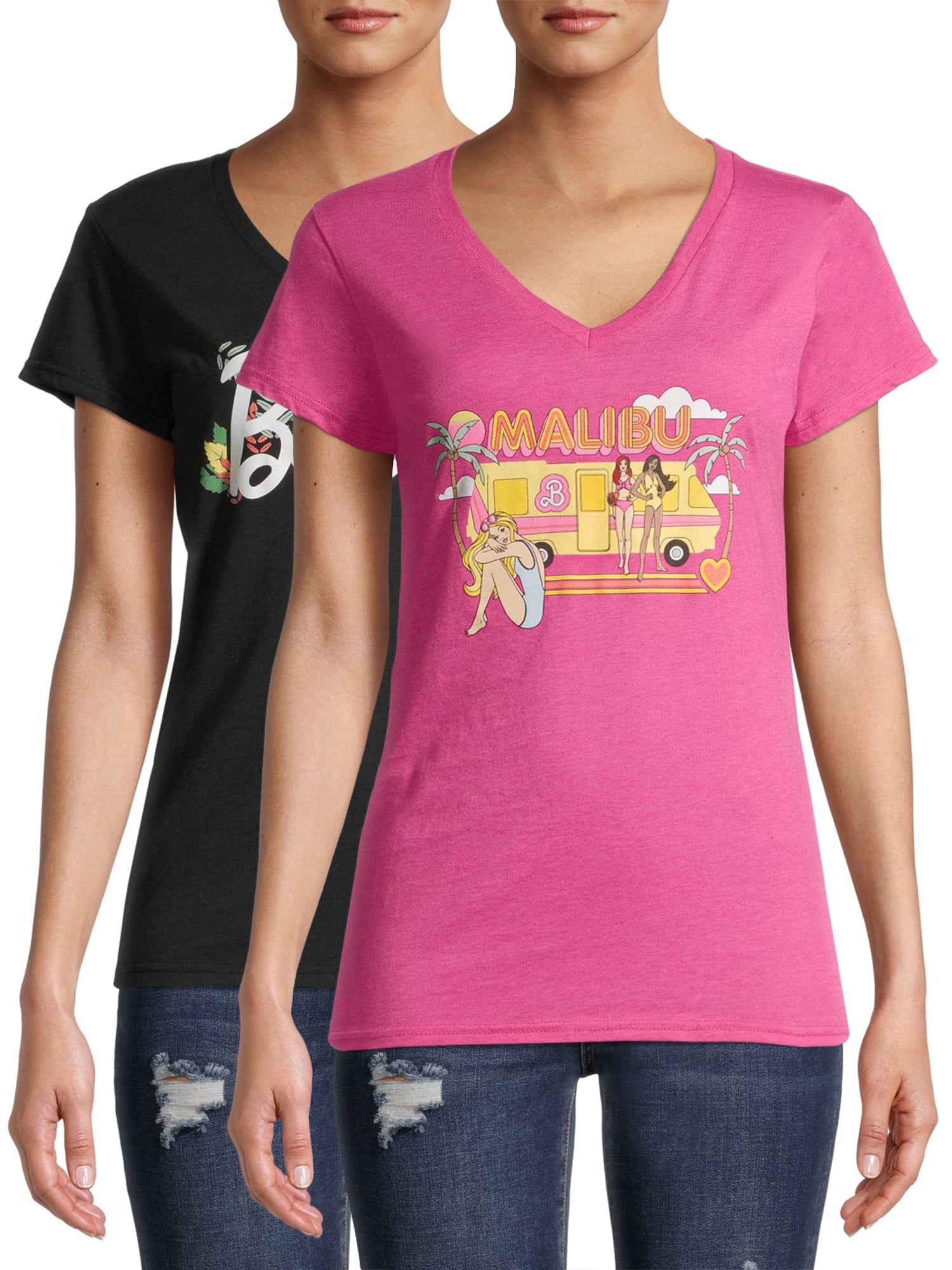 Malibu Barbie Juniors' V-Neck Graphic T 