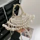 thumbnail image 2 of Bolso de mano de noche con perlas plateadas, bolso de mano de diseñador de lujo para mujer, bolso cruzado con agujeros para fiesta o boda, 2 of 5