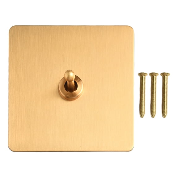 Retro Brass Toggle Light Switch 1/2 Way 86 Type Rocker Lever Plate for Home Electrical Lighting Control (Gold,86x86x37mm)