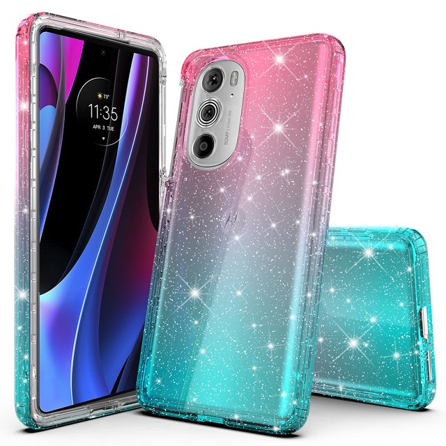 Motorola Edge Plus 2022 Case, Motorola Edge Plus 5G UW Case, Rosebono Hybrid Glitter Cover