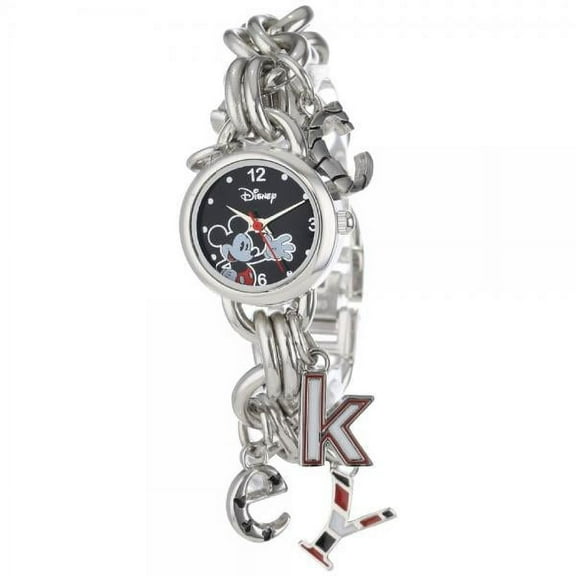 Women's MK2067 Mickey Mouse Black Dial Charm Watch