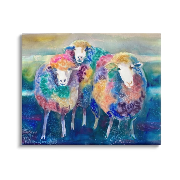 Stupell Industries Fun Cute Bold Rainbow Farm Sheep Design , 40 x 30, Design by MB Cunningham