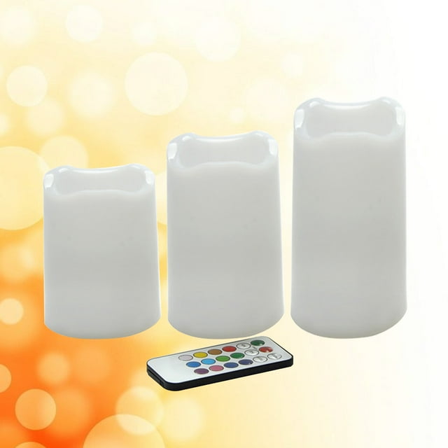 WASHWEPE 3Pcs Pillar Flameless Candles Multi Color Timer for Daily Life Lighting Festival Celebration