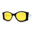 thumbnail image 2 of Trendy Concave Mod White Rounded Rectangle Chic Sunglasses White Black Yellow, 2 of 4
