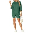thumbnail image 2 of Conjunto de lounge de gran tamaño para mujeres INSPIRE CHIC, sudaderas de entrenamiento, camiseta con pantalones cortos de ciclista, conjuntos XL en verde oscuro, 2 of 6