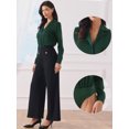 thumbnail image 2 of DARING DIVA Satin Bodysuit Button Up Long Sleeve Shirt X-Small Dark Green, 2 of 6