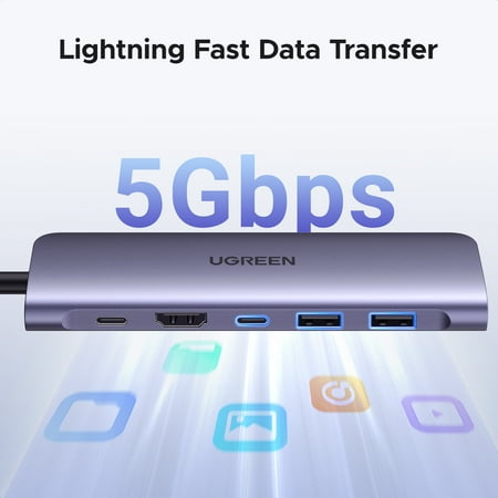 UGREEN Revodok 1071 USB-Cハブ 7-IN-1 USB ハブ Type-C PD100W急速充電 USB-C 5Gbps高