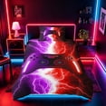 thumbnail image 2 of meiyoeat Neon Lightning Gamer Twin Bedding for Teens Boys, Electric Purple Red Gaming Duvet Cover Set, Black Reversible2 Pieces, 1 Duvet Cover and 1 Pillowcase, 2 of 7