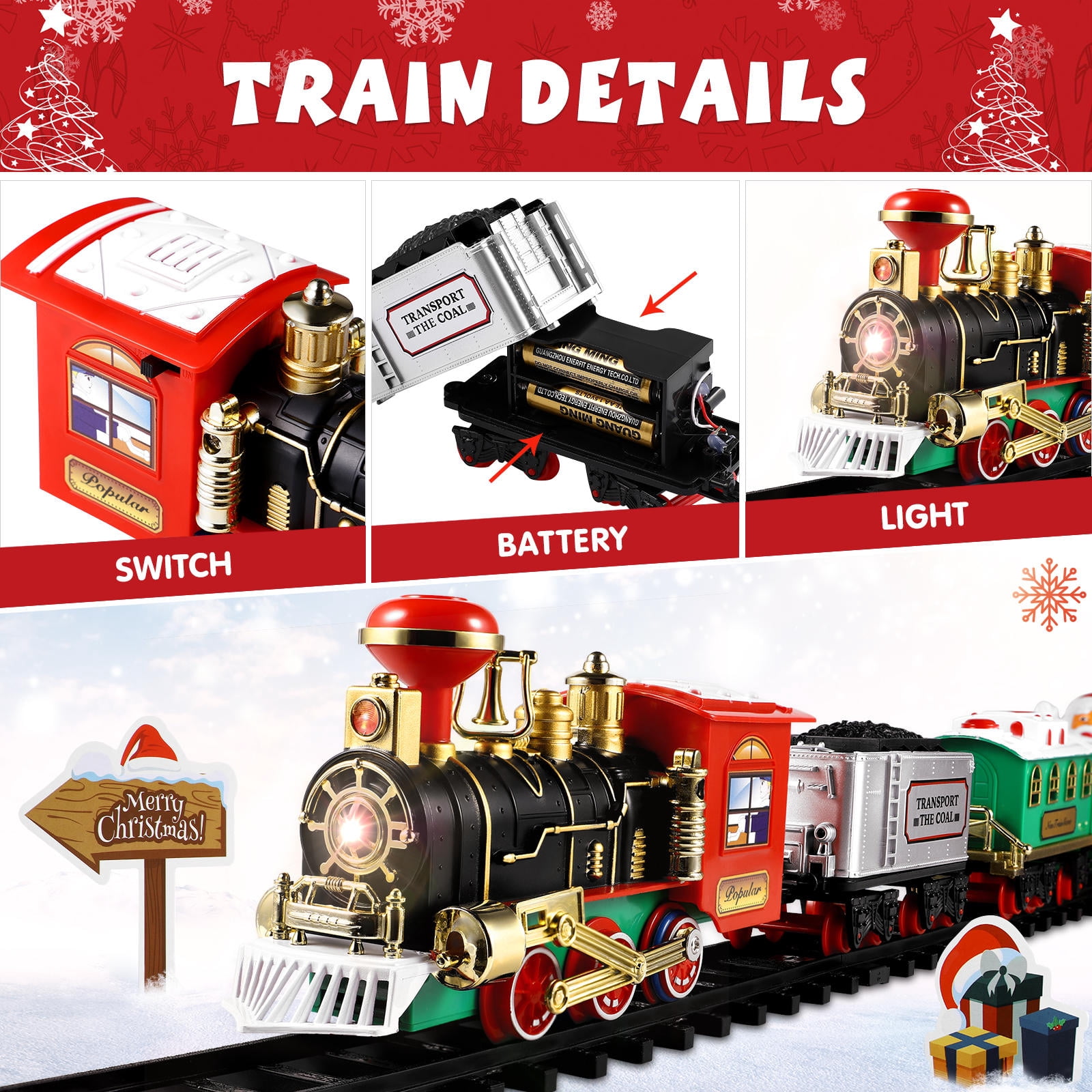LEORX Miniature Village Train Set Model Train for Kids Assorted Color with Sound Light 1 Set