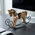 thumbnail image 6 of Distressed-style Wooden Rocking Horse Ornament -style Tabletop Decor Nostalgic Bookshelf Accessory Handcrafted Piece And Holiday Gift, Farmhouse Garden Home Office Desk Decor, 6 of 6