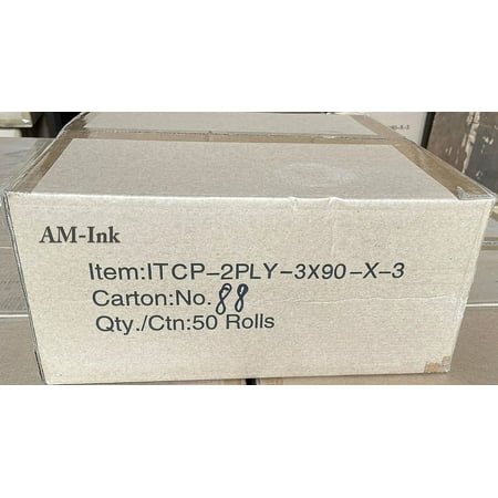 AM-Ink Two Ply Carbonless POS Receipt Paper Rolls 3" x 90' 2-Ply White/Canary - 50 Rolls