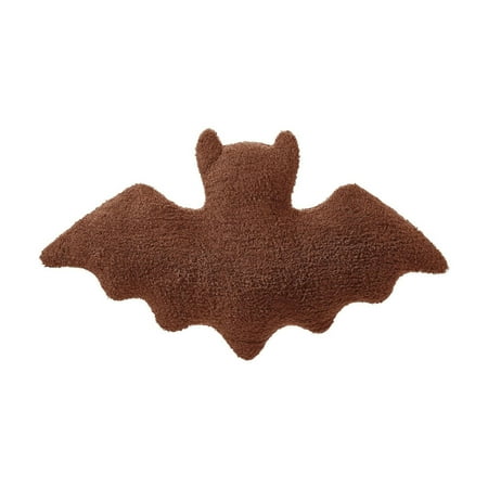 Blukids Halloween Bat Shaped Throw Pillow Bat Plush Stuffed Decorative 3D Bat Stuffed Pillow Toy Goth Throw Pillows for Halloween Party Outdoor Home Decor Car Bed Couch(Brown)