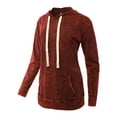 thumbnail image 2 of A2Y Women's Mineral Wash Relax Fit Long Sleeve Kangaroo Pockets Hoodie Sweatshirts Cabernet 1XL, 2 of 5