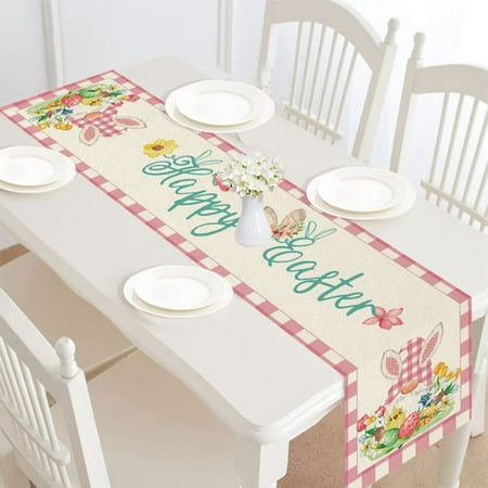 

Promotions! Happy Festival Cotton Linen Table Runners Vintage Farm Truck Colorful Decorations Kitchen Dining Tablecloth for Farmhouse Home