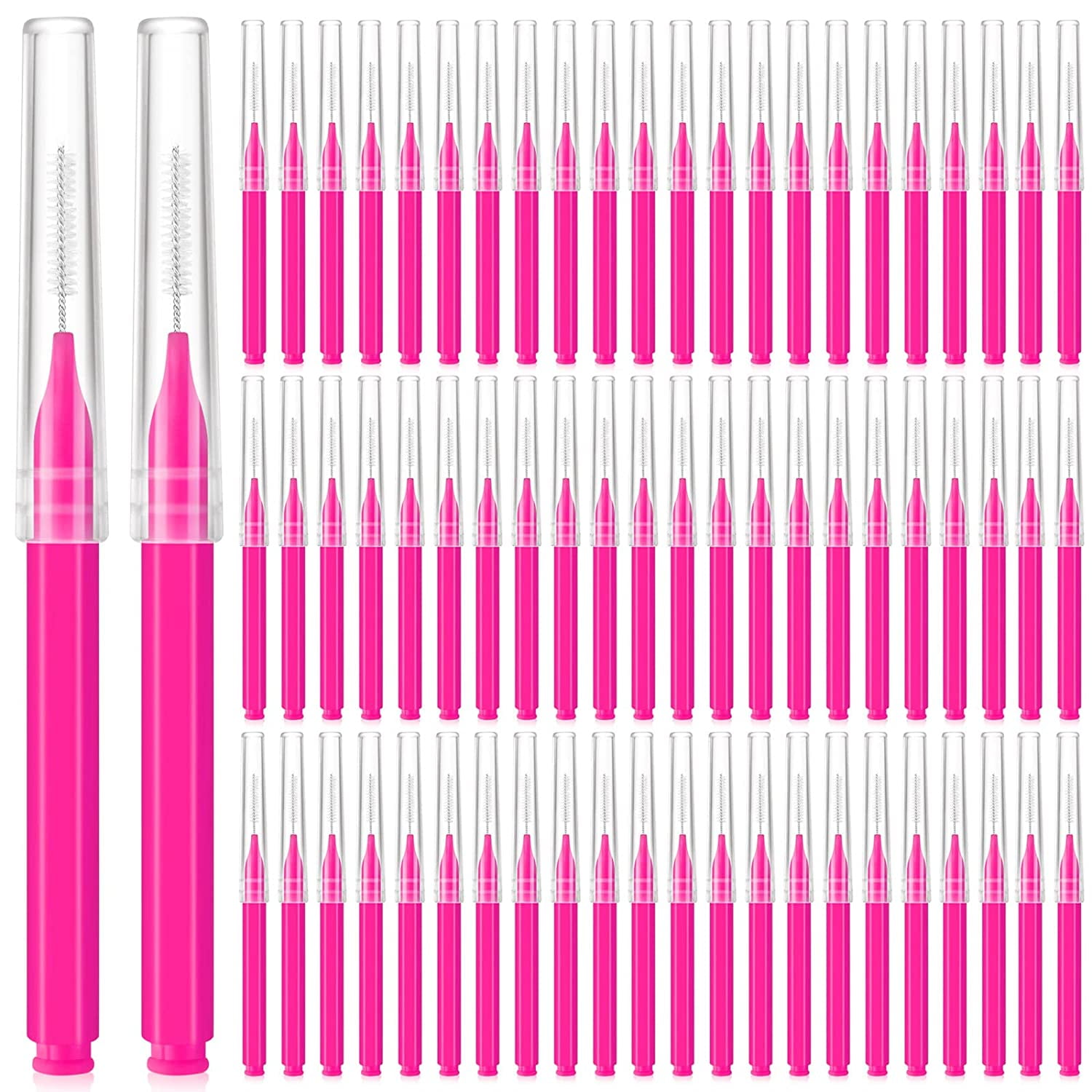 100 Pieces Micro Eyebrow Brush with Cap Brow Lamination Brush Eyebrow