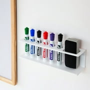 MyGift White 6 Slot Acrylic Wall Mountable Dry Erase Marker & Eraser Holder Organizer Rack