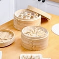 thumbnail image 2 of Shoreew 1 Set Bamboo Steamer 2 Layer Design Food Steamer Cooking Dumpling Fish Meat Steamer for Home Kitchen, 2 of 6