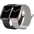 thumbnail image 2 of [2 PACK] Metal Stainless Steel Bands Compatible with Apple Watch Bands 41mm 40mm 38mm 42mm 44mm 45mm, Loop Magnetic Milanese Mesh Strap for iWatch Bands Series 8 7 6 5 4 3 2 1 SE Women Men, 2 of 9