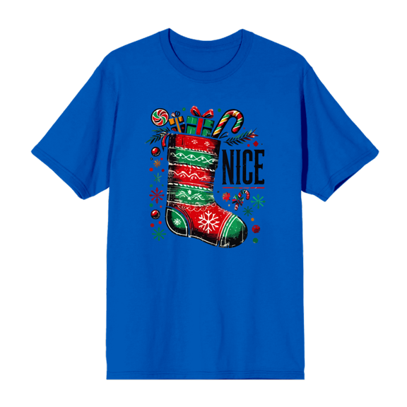 Nice Christmas Stocking Men's Royal Blue Crew Neck Short Sleeve Tee-Small