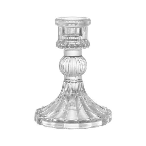 LEVEO Clear Glass Taper Candle Holders, Bulk Versatile Clear Glass Candlestick Holder, for Holidays, Wedding, Birthday & Home Table Accents