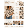 thumbnail image 3 of DOKOTOO Blouses for Women Boho Floral Print V Neck Tunic Tops Casual Summer Loose 3/4 Sleeve Chiffon Shirts, 3 of 10