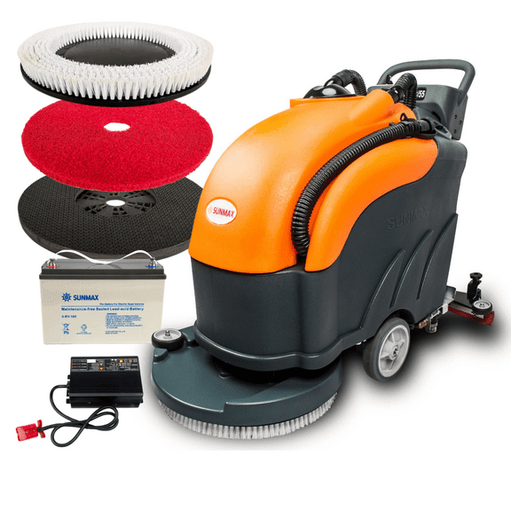 RT50 Battery Powered Walk-Behind Floor Scrubber, 22" Brush Cleaning Path, 30000 Sqft/h Efficiency