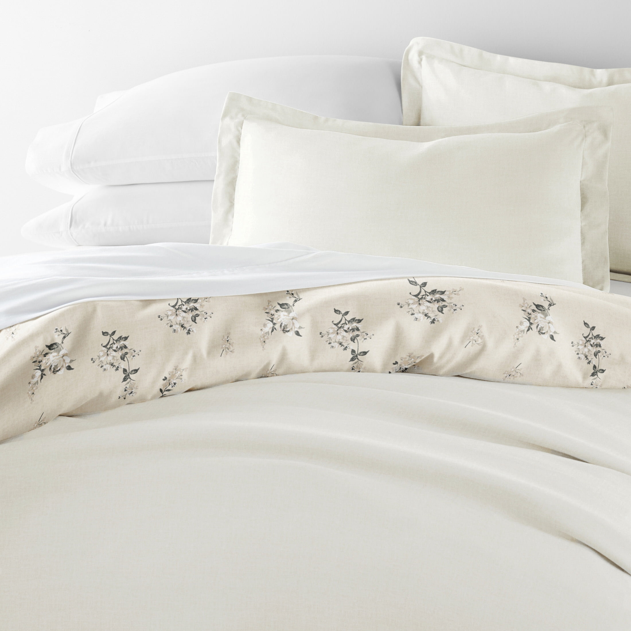 Duvet Cover Set - Ultra Soft & Breathable - Reversible Delicate Ivory Floral for Twin/TwinXL Bedding by Comfort Canopy