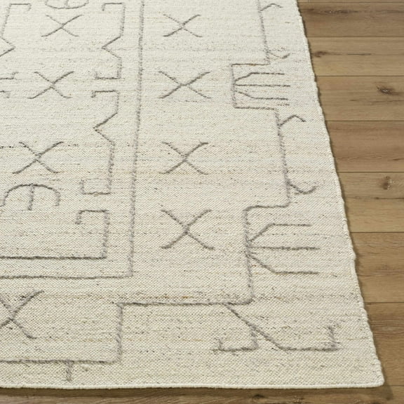 Hauteloom Chanda Wool Living Room, Bedroom Area Rug - Contemporary - Beige - 2' x 3'