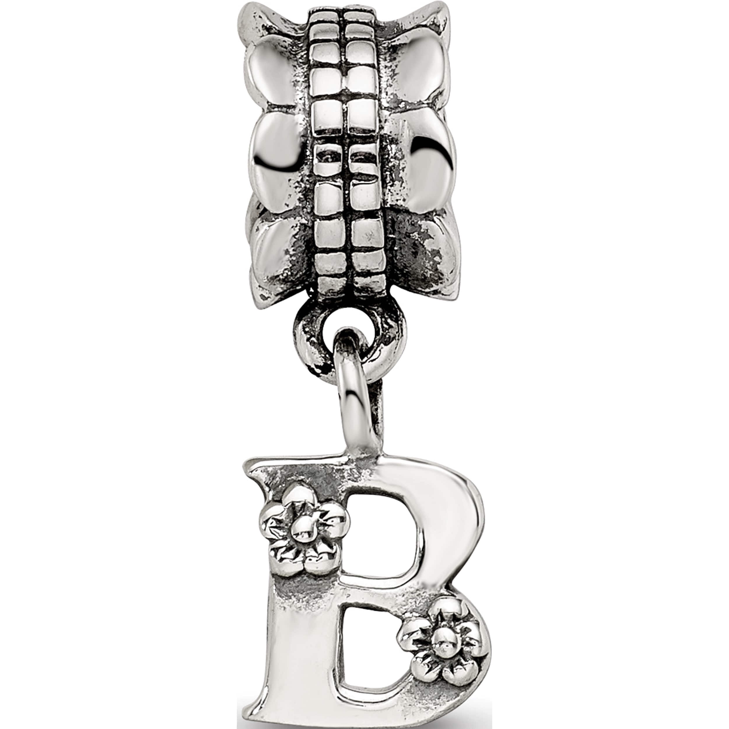 Sterling Silver Reflections Letter B Dangle Bead (18.18 X 7.27) Made In Thailand qrs1400b