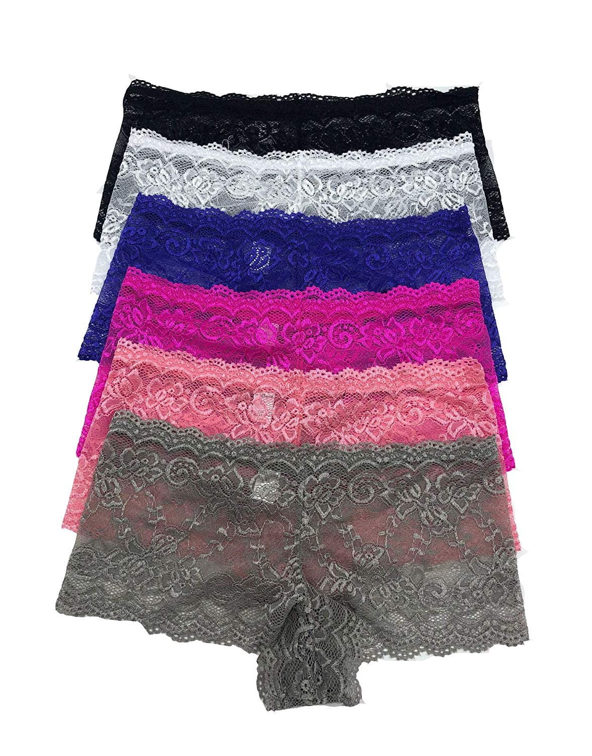 Iheyi 12 Pack of Women's Regular & Plus Size Lace Boyshort Panties