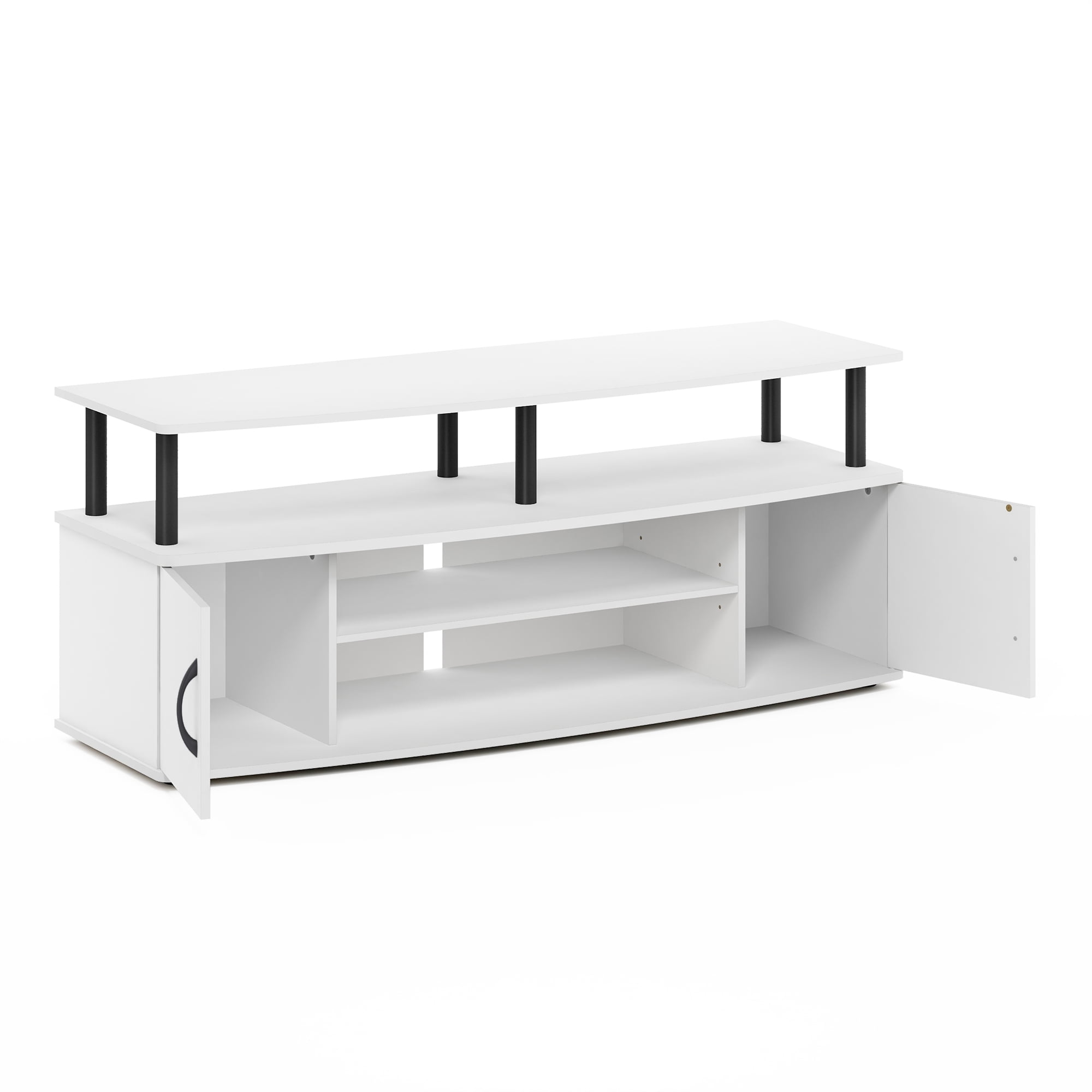 Furinno JAYA Large Entertainment Center Hold up to 55-IN TV, White/Black