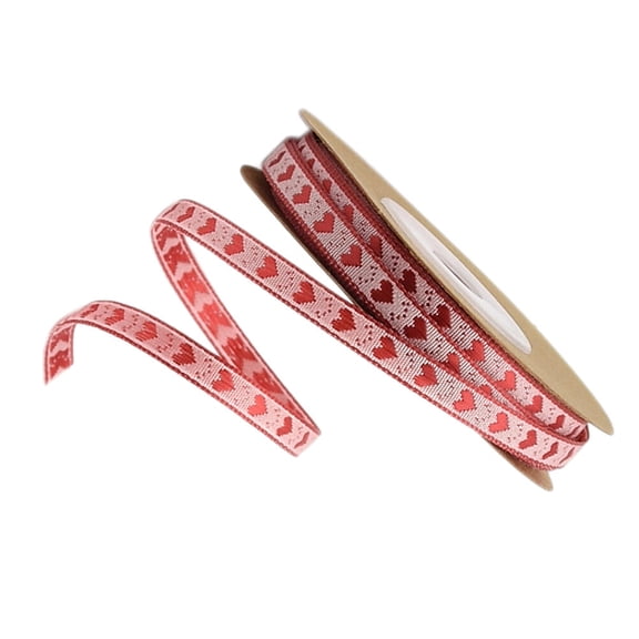 WEUVEB Multi-Color Heart Pattern Polyester Ribbon for Weddings, Valentine's Day, Crafts, Wrapping and Decorative Uses