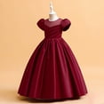 thumbnail image 3 of Girls Satin Dress Floor Length Short Sleevel First Communion Dresses Kids Princess Birthday Gowns Princess Pageant Formal Dresses, 3 of 5