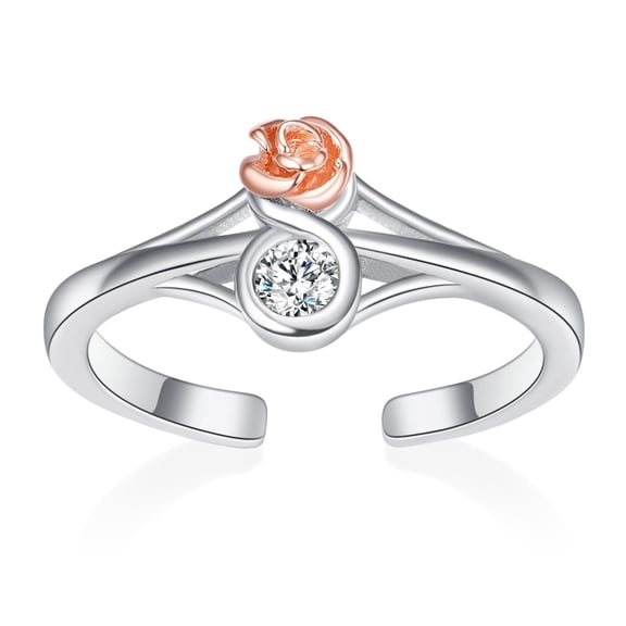 TANGPOET Rose Flower Rings 925 Sterling Silver Open Adjustable Rings Jewelry Anniversary Gift for Women