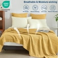 thumbnail image 2 of 100% Cotton Waffle Weave Blanket Queen Size for Bed, Lightweight Washed Cotton Blanket - 90"x90" Aesthetic Soft Woven and Breathable Blanket for Sofa Home Decor - Oatmeal, 2 of 7