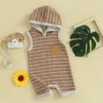 thumbnail image 2 of Bagilaanoe Newborn Baby Boys Hooded Jumpsuit Striped Sleeveless Bodysuit 3M 6M 12M 18M Infant Summer One Piece Romper, 2 of 6