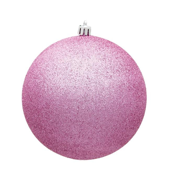 3 In Pink Glitter Drilled Christmas Ornament Ball 12 Per Bag