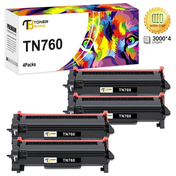 TN760 Toner Cartridge Compatible for Brother TN-760 TN 760 TN730 TN-730 MFC-L2710DW MFC-L2750DW HL-L2350DW HL-L2370DW HL-L2395DW HL-L2390DW DCP-L2550DW MFC-L2717DW Printer (Black, 4 Pack)