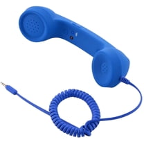 LIBACUKN Vintage Retro Telephone Handset Cell Phone Receiver MIC Microphone for Cellphone Smartphone, 3.5 mm Socket (Blue)