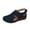 Blue, variant on QQAMB Wedge Sandals for Womens Dressy Closed Toe Hollow Out Walking Sandal Hook and Loop Ankle Strap Slingback Summer Shoes