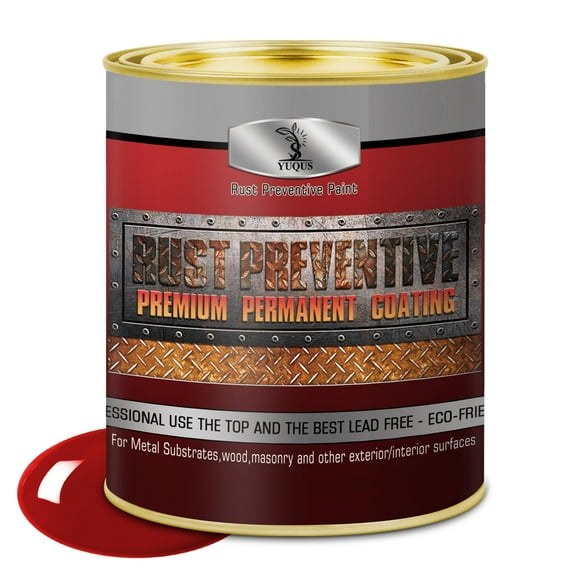 Water-Based Metal Anti-Rust Paint, High Gloss Red 32 fl oz - Primer & Protective Coating, Rust & Corrosion Resistant