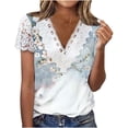 thumbnail image 2 of Odbmxy Plus Size Blouses for Women Summer Lace Short Sleeve Womens Tops Casual Camping Shiny Loose Floral Tops, 2 of 5