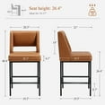 thumbnail image 3 of Zesthouse Counter Height Bar Stools Set of 4, Upholstered Modern Bar Stools with Hollow Back and Metal Legs, 26.4" Faux Leather Counter Height Barstool for Kitchen Island, Brown, 3 of 14
