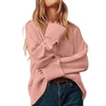 thumbnail image 3 of Suéter Informal de Punto Afelpado de Larga Extragrande para Mujer, Ropa de Otoño Rosa L, 3 of 8