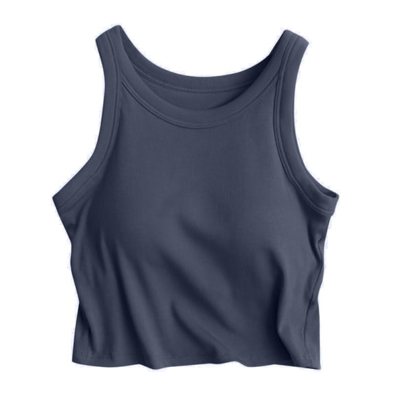 Fabrcox Ribbed Tank Top with Built In Bra for Women U Neck Sleeveless Slim Fit Camisole Tops for Women Crop Gym Spring Summer Undershirts for Women