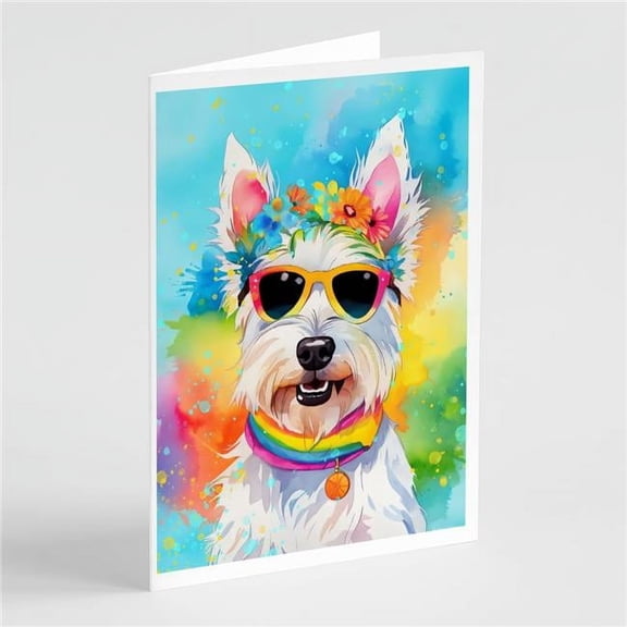 Westie Hippie Dawg Greeting Cards Pack of 8 7 in x 5 in