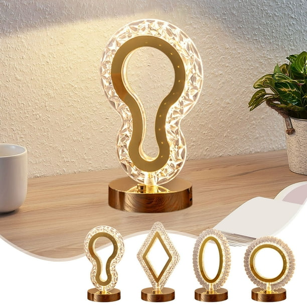 Lámpara de mesa LED de noche USB recargable | Lámpara de noche moderna en forma de huevo | Aleación blanca de brillo ajustable 8,66 pulgadas | Regalo de decoración para ahorrar energía | Iluminación