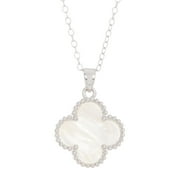 Quatrefoil White Mother of Pearl Necklace silver
