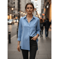 thumbnail image 4 of Women's Long Sleeve Button Down Shirt, Classic Collared Pocket Blouse, Loose Versatile Commute Top, Casual Office Women, 4 of 9